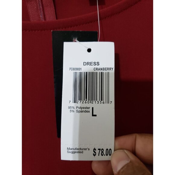 Premise Dresses, cranberry, tie sleeve, boat neck, tunic dress, size L - Picture 5 of 7